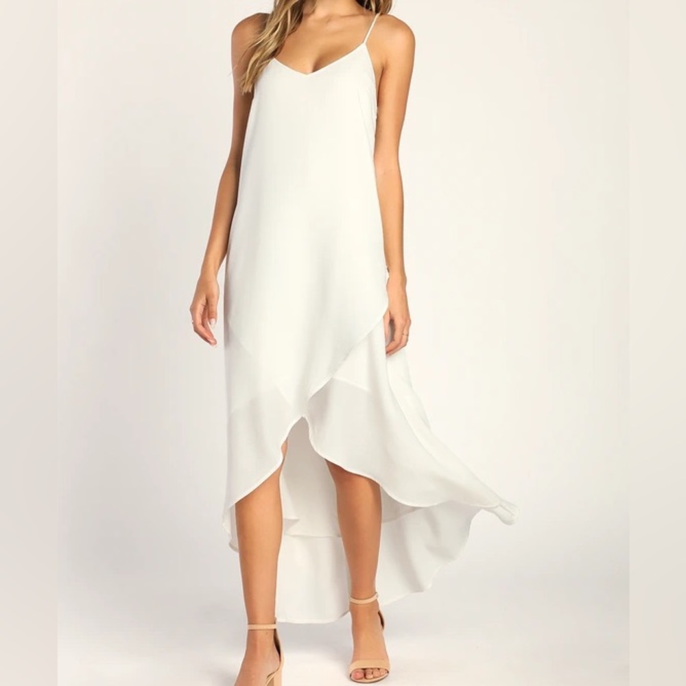 NWT Lulu’s Sweet Surprise White High Low Maxi Dress Size XL